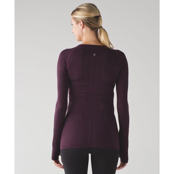 LULULEMON Swiftly Tech Long Sleeve Crew Plum Black Stretch Active Women's 6 - Picture 4 of 15